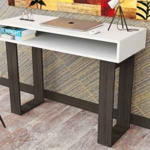 Escritorio Moderno Bicolor Wengue / Blanco Home Office Ejv01 - Imagen 3