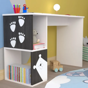 Escritorio Niños Bicolor Blanco / Wengue Infantil + Sticker - Imagen 4