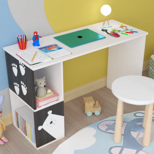 Escritorio Niños Bicolor Blanco / Wengue Infantil + Sticker - Imagen 3