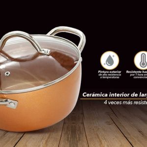 OLLA 22 CM TAPA VIDRIO COBRE - Imagen 3
