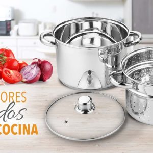 OLLA MULTIUSOS 3 PIEZAS 22 CM ACERO INOX/T VIDRIO - Imagen 3