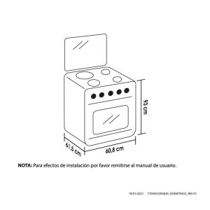 Estufa Orégano Haceb 60 cms negra-inox gas natural - Imagen 4